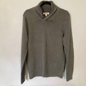 Men’s Gray Cotton Shawl Collar Pullover Sweater - XS